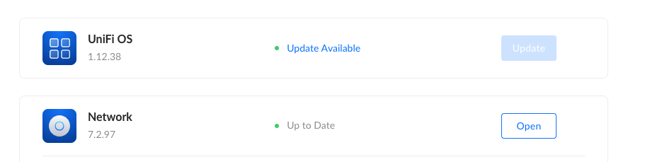 Update button is disabled in the UniFi OS web interface